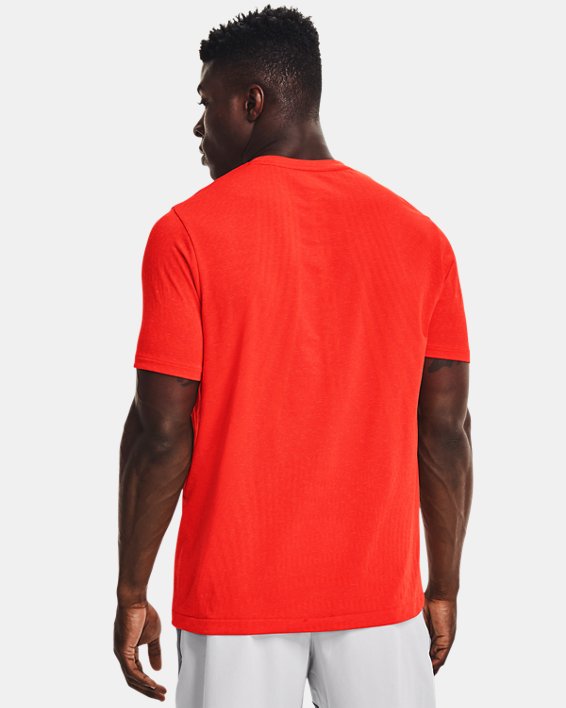 Men's UA RUSH™ HeatGear® Seamless Illusion Short Sleeve, Orange, pdpMainDesktop image number 1